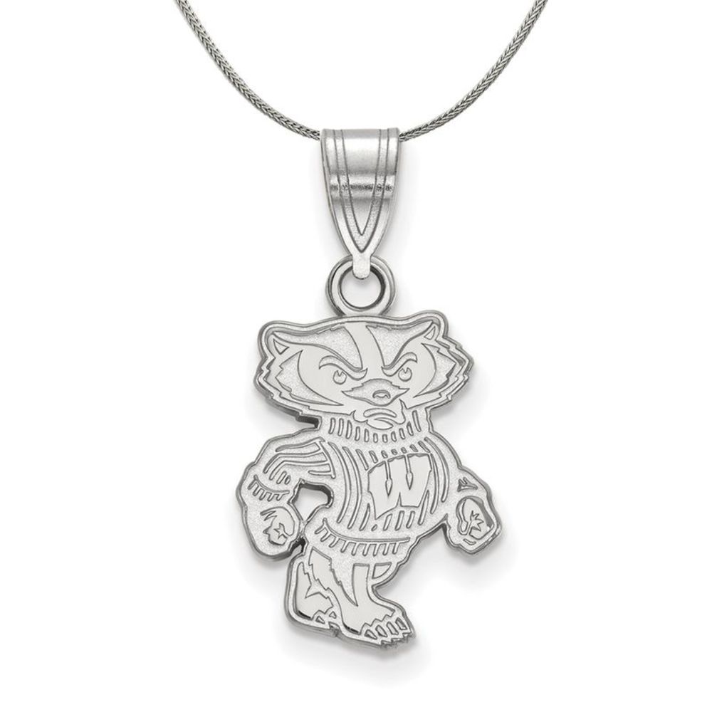 Sterling Silver U of Wisconsin Medium Logo Necklace - 20 Inch